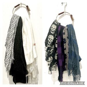 Women’s scarves 7 total plaid skulls blue white stripe